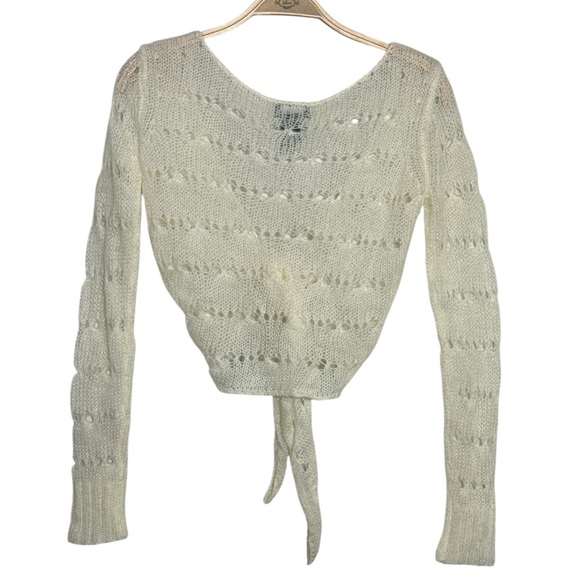 NWT Y2K Wet Seal Cream Knit Tie-Front Sweater Women’s  Size XS - Picture 2 of 7